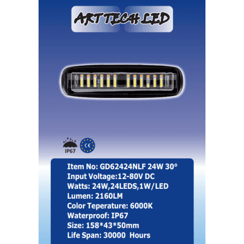 Proiector LED GD62424NLF 24W 30° 12-24V  lumina alba + portocalie si functie stroboscopica 2