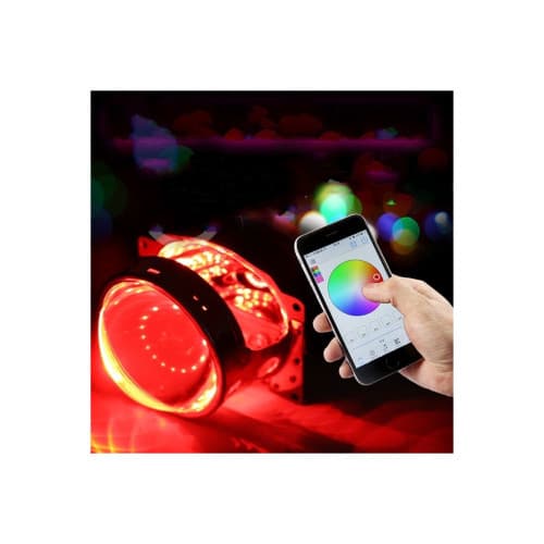 Led devil eyes LED RGB magic color pentru lupe far Control cu aplicatie pe telefon Voltaj 12V Cod: OSR-RGB-02APP
