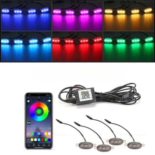 Set 4 lampi cu LED RGB grila masca control prin aplicatie telefon,diverse jocuri de lumini sau lumina continua. Cod: W14552-1-24V 2
