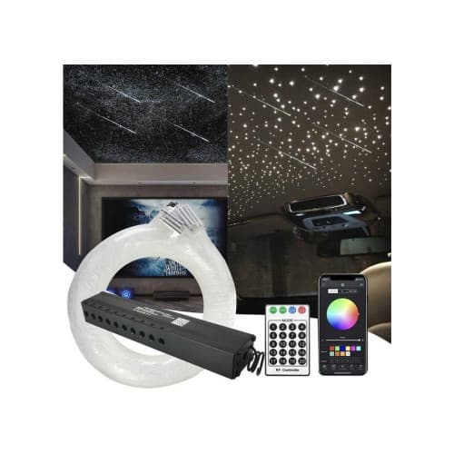 Kit fibra optica led rgb+w plafon instelat 700 fire 3m cu efect meteorit si stea cazatoare 12v control wireless  Cod: HH-4-700 2