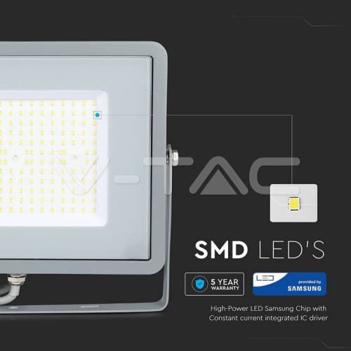 Proiector LED SMD 100W Cip SAMSUNG Slim Gri 6400K 120LM/W COD:771 3