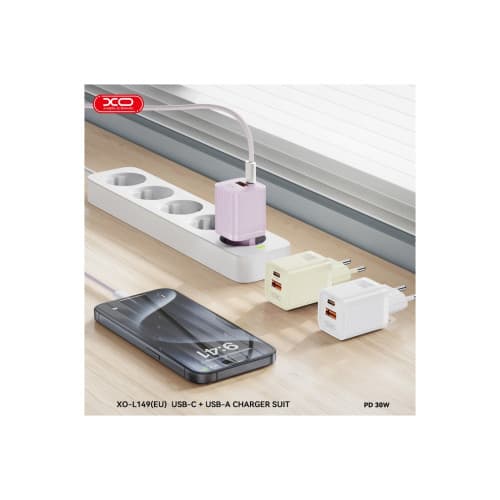Incarcator retea PD30W XO cu  2 USB cu cablu USB tip C  Cod:XO-L149C 3