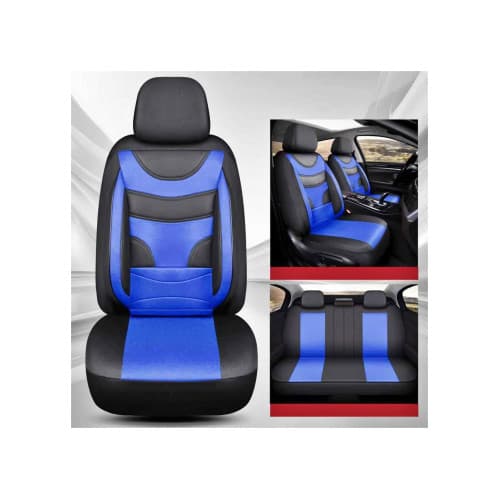 Huse Auto Universale 11 Piese fractionate Negru cu Albastru Compatibile Scaune Fata si Spate Cod: HNG1321-4 4