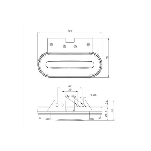 Lampa gabarit 124x51 LED galbena cu suport 12-36V Fristom Cod: FT-070Z+K 2