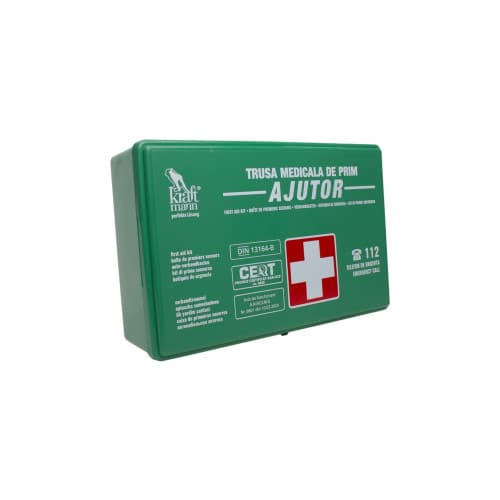 Trusa medicala prim ajutor in cutie de plastic  Verde omologata RAR 2