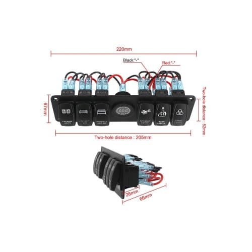Panou cu 6 întrerupătoare și voltmetru Cod: SP09 3