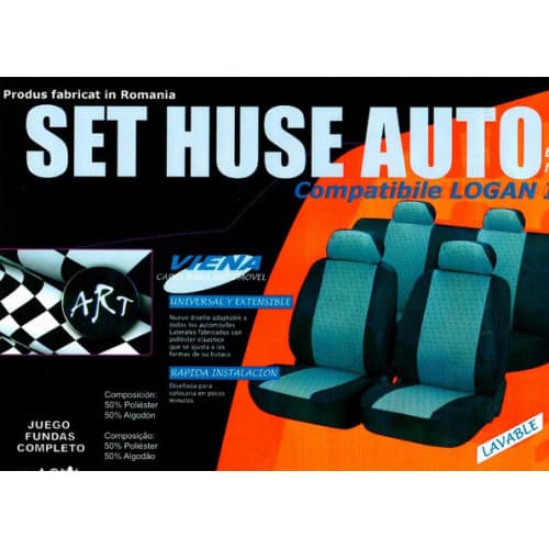 Huse auto compatibile Logan III  CONFORT 2020->  hexagon cu gaurele negru/cusatura rosie