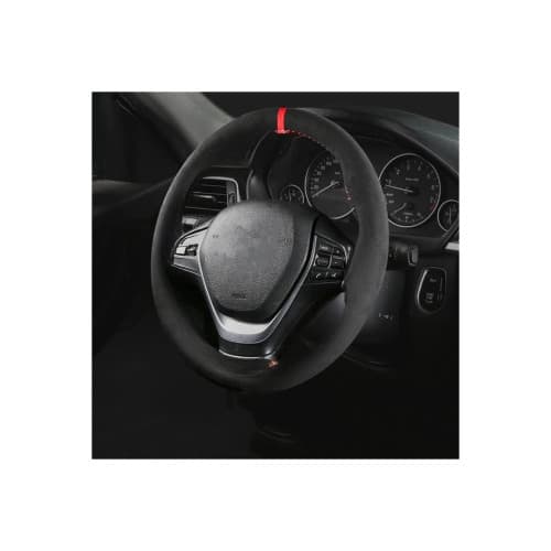 Husa volan auto imitatie alcantara cu ac si ata marime m negru Cod: WK-1002 2