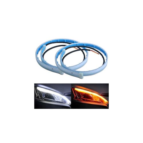 Set banda DRL LED lumina alba si semnalizare dinamica galbena 60cm 12V Cod: ZC05 2