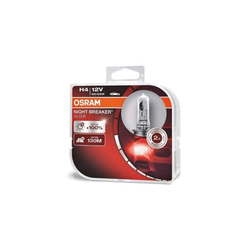 Set 2 becuri auto Osram H4 Night Breaker Silver +100%, 60/55W, 12V  Cod: 992337