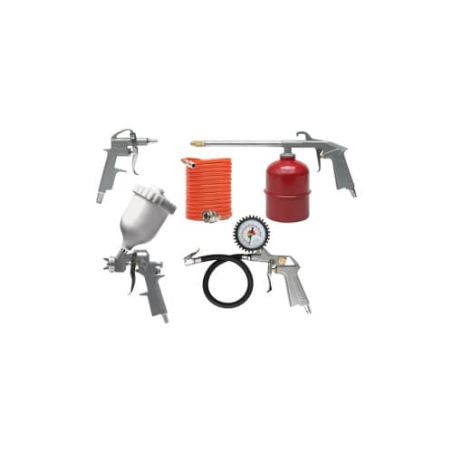 Kit vopsit 5 piese aer comprimat cu pistol vopsire, suflare, spalare, umflat si furtun Cod: 81638