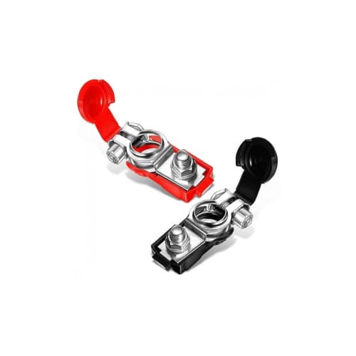 Set 2 borne pentru baterie auto din aluminiu dur exolat invelite in cauciuc, negru-rosu Cod: 1920 2