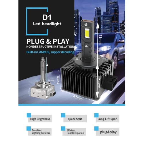 Bec LED D1S 12V CANBUS 8000lm/set  COD:NVEL-D1S