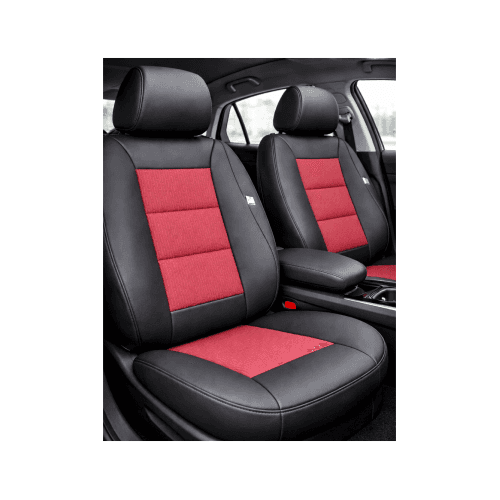 Huse scaune auto universale premium  cu bancheta spate fractionata negru rosu Cod: F3001-P28