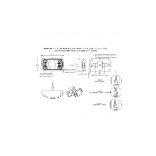 Lampa gabarit 71x42, LED, rosie,  Fristom, Cod: LD2229 3