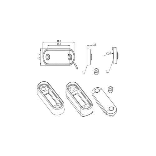 Lampa gabarit, 84x27, LED, slim,alba,2 garnituri FRISTOM (geam fumuriu) Cod: FT-073B 2