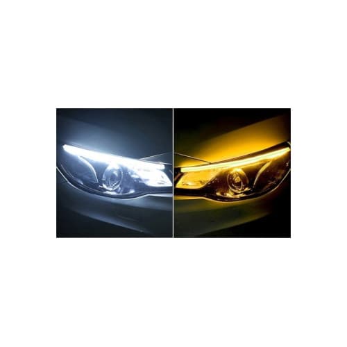 Set 2 benzi Led DRL strip  cu lumina alba si functie de semnalizare dinamica galbena 12V, 60cm Cod: HH-DRLDD-WY01 2