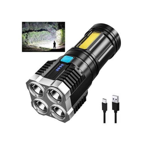 Lanterna tactica reincarcabila 4 LED puternice + COB lateral USB rezistenta la apa MIV 2