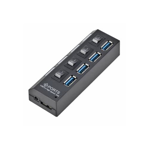 Adaptor USB multiplu 4 porturi USB 2.0 High Speed cu intrerupator LED si alimentare DC 2