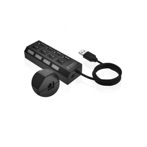 Adaptor USB multiplu 4 porturi USB 2.0 High Speed cu intrerupator LED si alimentare DC 4