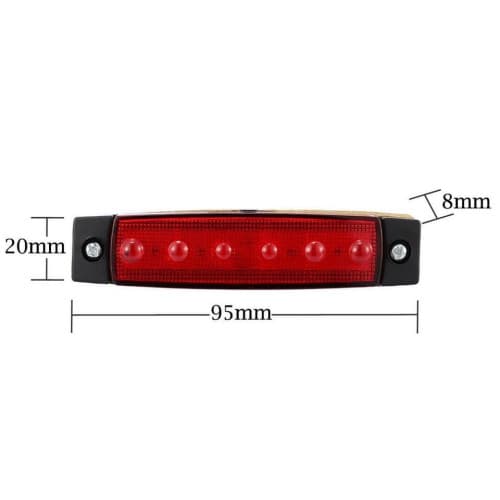 14 x 51 Lampa laterala 6 LED-uri 12v lumina rosie 2