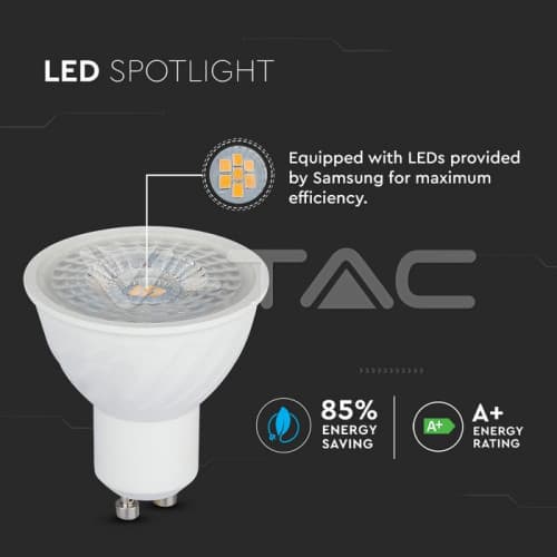 Reflector LED Cip SAMSUNG GU5.3 6.5W MR16 Plastic Încrețit 38` 3000K COD:207 3