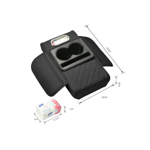 Husa cotiera auto 3 in 1 cu suport pahare si servetele negru Cod: FSD-04 3