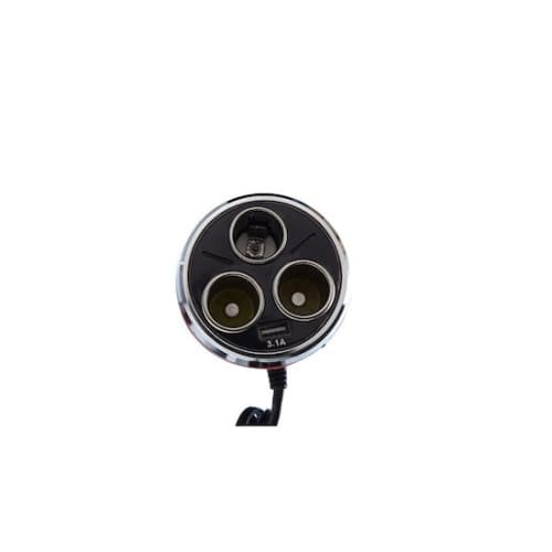 Prelungitor bricheta 3x1 si USB 3100 mA,120W, 12v / 24v, Negru Cod:1514 3