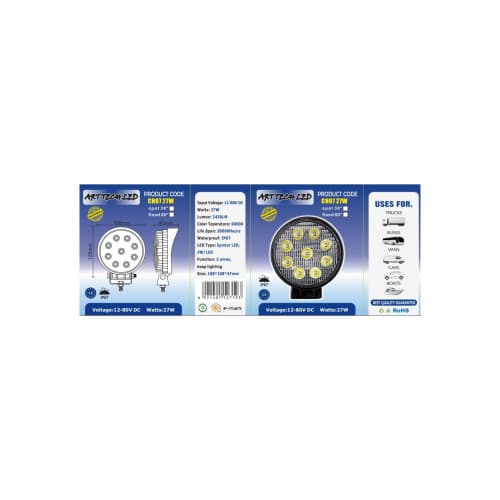 Proiector LED Premium 27W Flood Beam 60° 12–24V Cod: CH07 4