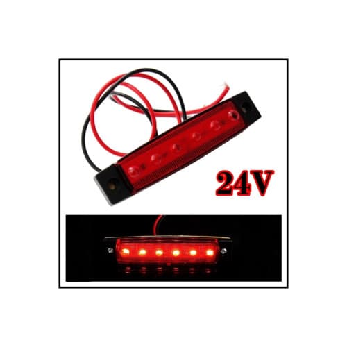 Lampa laterala 6 LED-uri 24V  lumina rosie 14x54 2