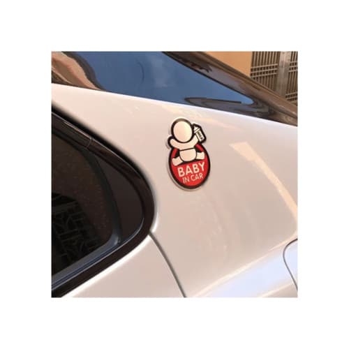 Abtibild "BABY IN CAR" fundal rosu forma in relief  Cod:TS-125 2