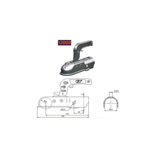 Cupla remorca rotunda 1300 kg ax 50 mm  Cod: ZSK-1300D 2