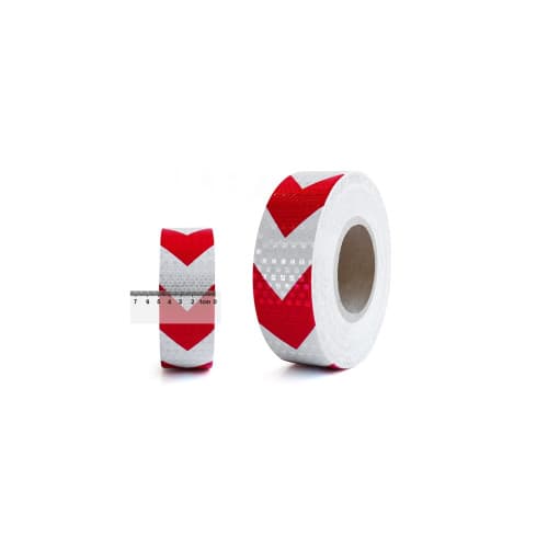 Banda reflectorizanta culoare Alba sageata Rosie  5cmx25m Cod: 06R/W 2