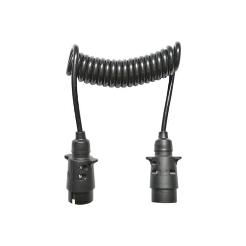 Cablu spiral 2.5m cu 2 stechere tata din plastic, 7 pini pentru priza auto remorca Cod: GB95 / BK92795