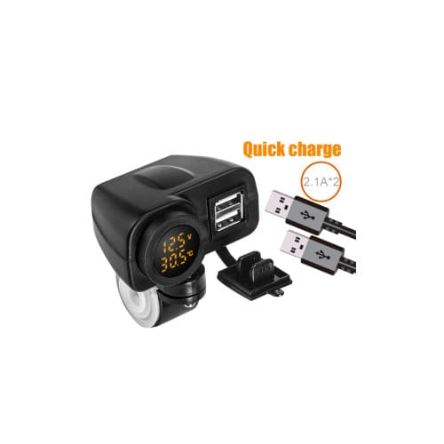 Voltmetru moto 12V cu termometru si mufa USB Cod: MC036 2