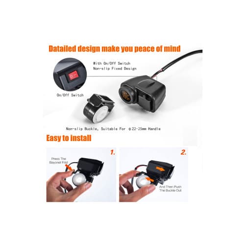 Voltmetru moto 12V cu termometru si mufa USB Cod: MC036 3