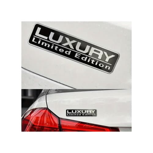 Ornament metalic auto Luxury crom cu negru 7.5x1.5 cm Cod: JST-01 3