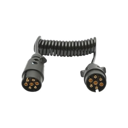 Cablu spiral 2.5m cu 2 stechere tata din plastic, 7 pini pentru priza auto remorca Cod: GB95 / BK92795 3