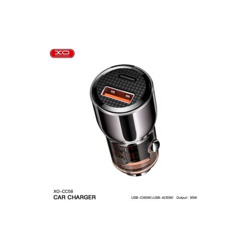 Incarcator auto USB 95W PD USB TYPE-C: PD 65W + USB-A 30W Cod: XO-CC58 3