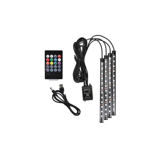 Kit interior LED 12 SMD RGB cu telecomanda si aplicatie BTT 22cm Cod: JS01-5V