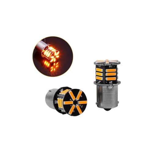 Set 2 becuri o faza T.V. BA15S  21SMD 12V 300 lumen  lumina galbena Cod: HH014 4