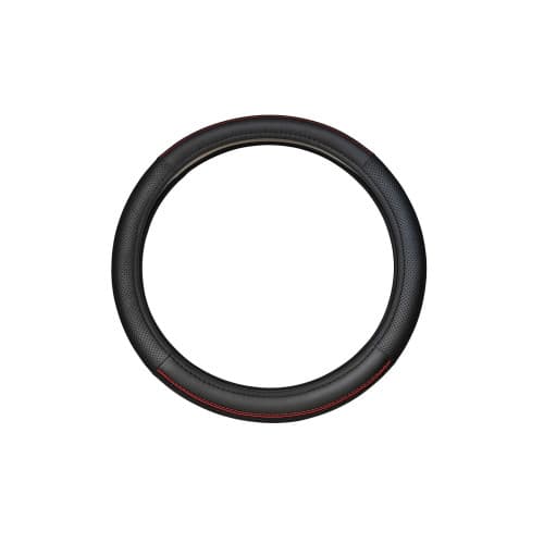 Husa volan auto premium imitatie piele M 38 cm negru cu linie rosie Cod: WPU02B
