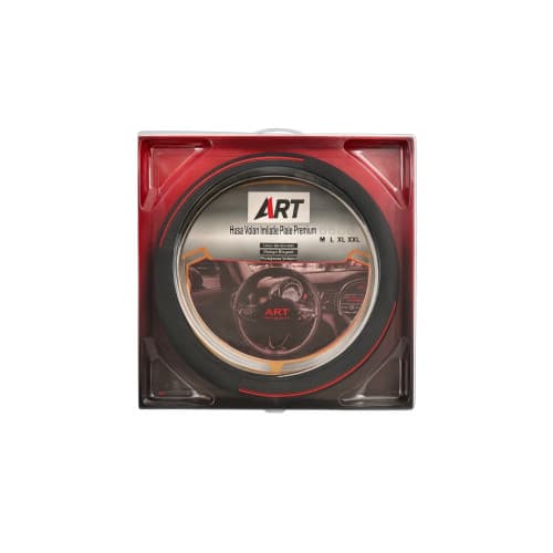 Husa volan auto premium imitatie piele M 38 cm negru cu linie rosie Cod: WPU02B 3