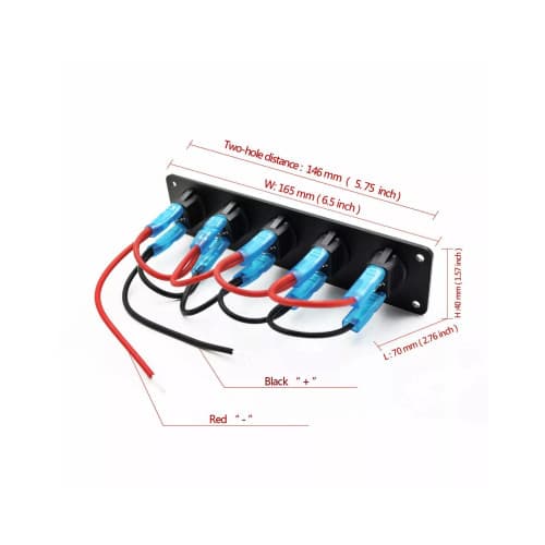 Panou cu 5 intrerupatoare, 12V 20A Cod: SPA60 3