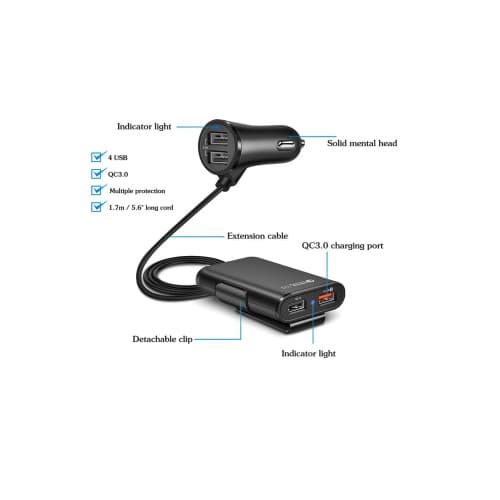 Prelungitor incarcator auto cu USB Quick Charge 3.0 Cod: FS-6156 2