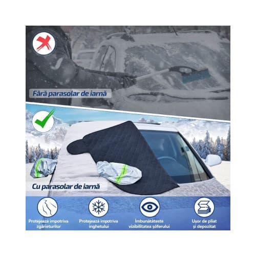 Parasolar exterior auto iarna vara cu protectie oglinzi geamuri fata laterale si capota 255x240 cm Cod: CST-255240 3