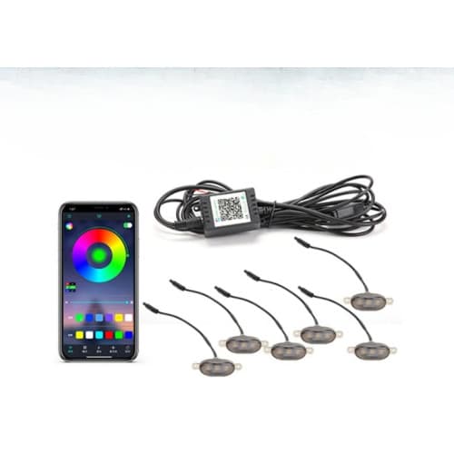 Set 6 lampi cu LED RGB 12V grila masca control prin aplicatie telefon,diverse jocuri de lumini sau lumina continua. Cod: 1110106/P6