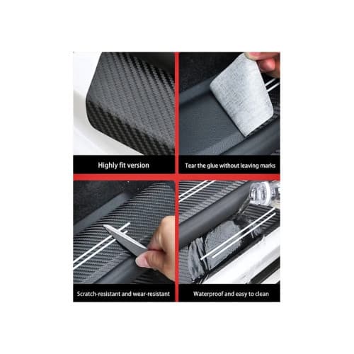 Set abtibild protectie praguri interior auto carbon cu dunga alba Cod: MKT-4PCS 4
