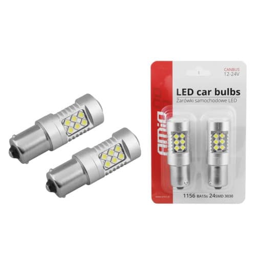 Bec Led Canbus 24SMD 3030 1156 (P21W) White 12V/24V Amio Cod: 01445