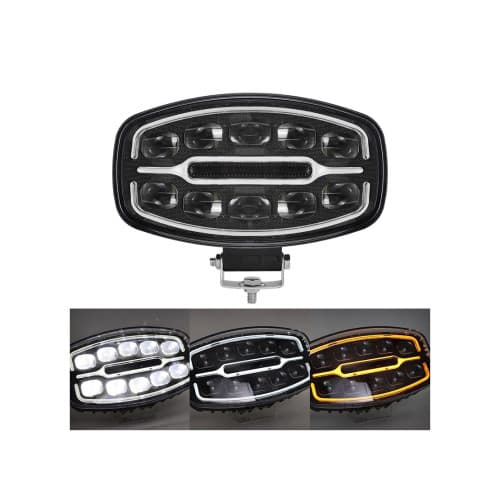 Proiector LED auto 2 faze cu DRL alb si portocaliu 12V 24V 55W omologare E9 Cod: 202507 2
